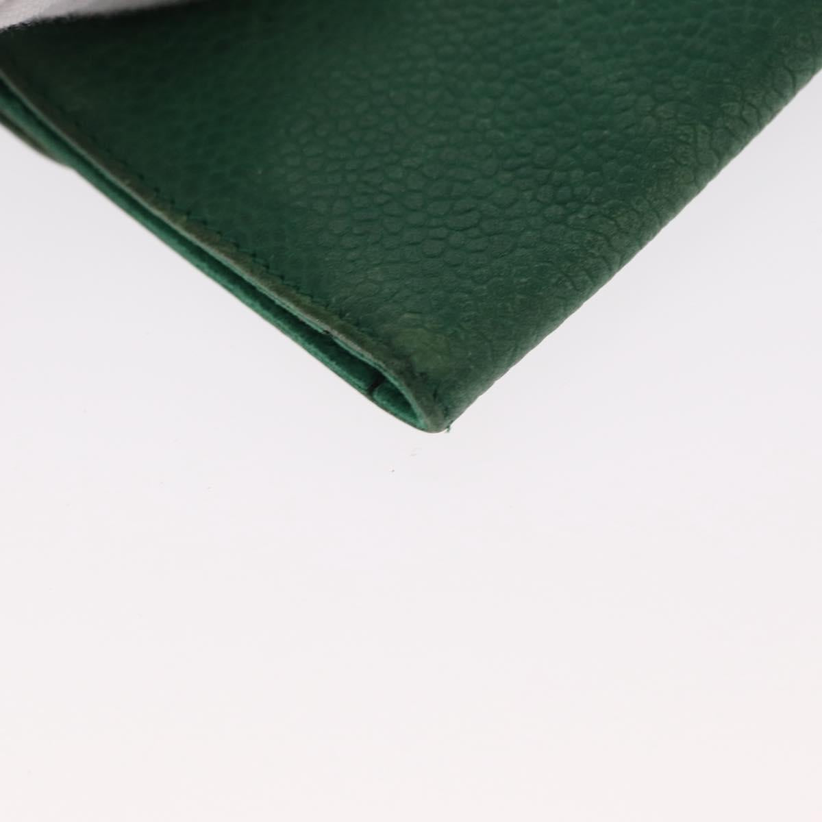 CHANEL COCO Mark Pouch Caviar Skin Green Gold CC Auth BA8922