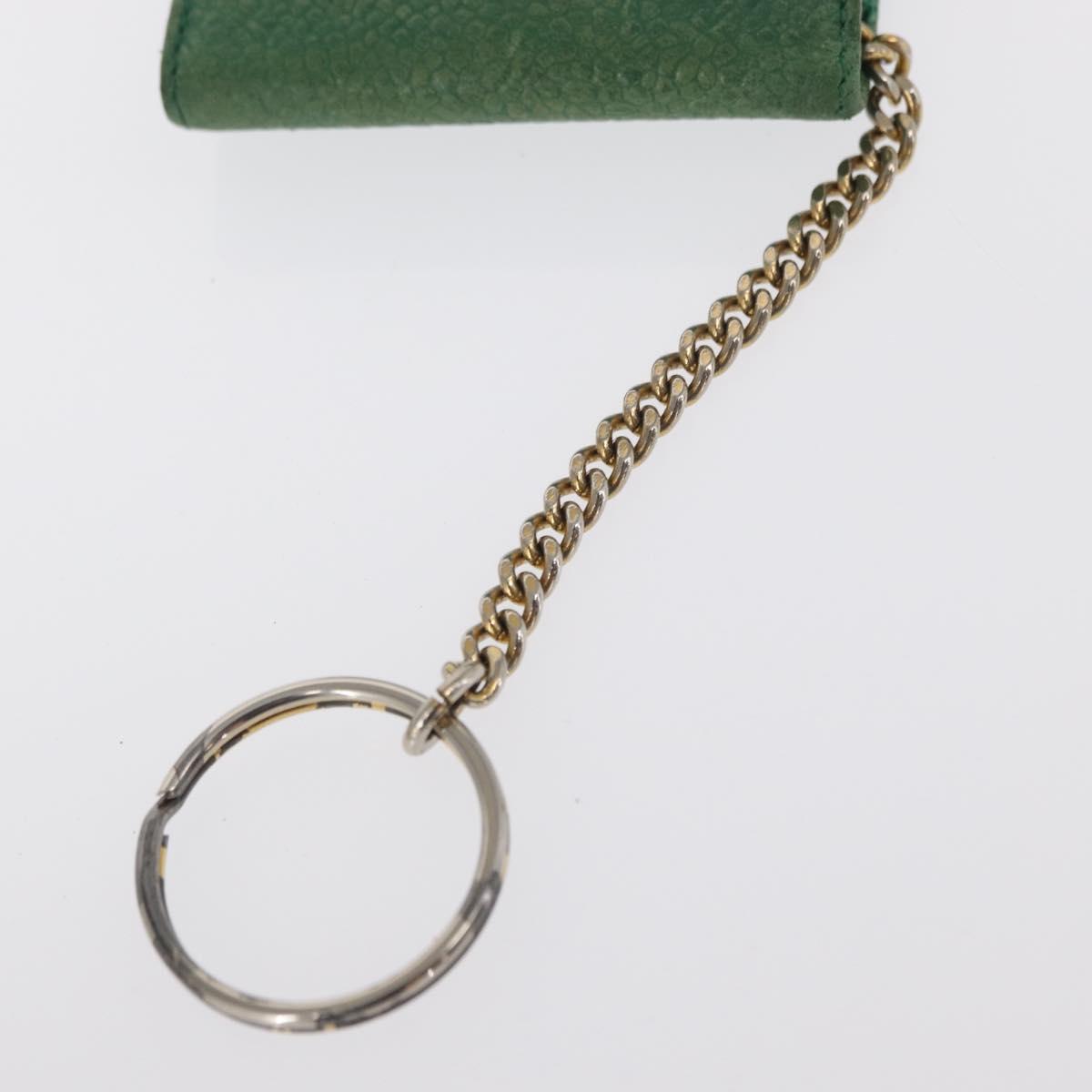 CHANEL COCO Mark Pouch Caviar Skin Green Gold CC Auth BA8922