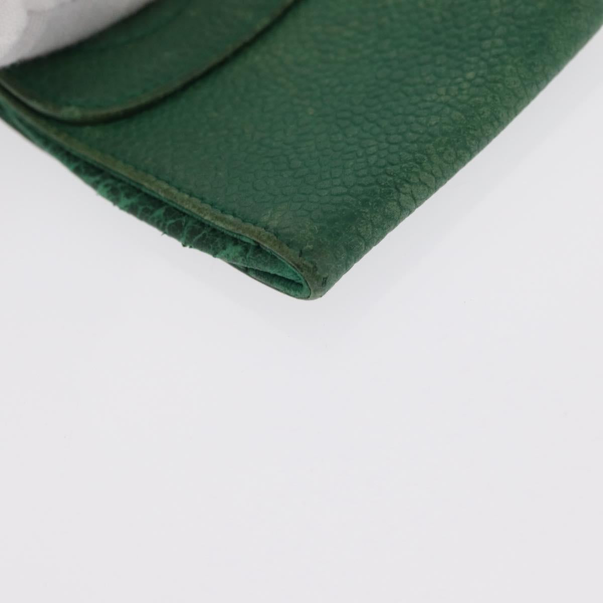 CHANEL COCO Mark Pouch Caviar Skin Green Gold CC Auth BA8922