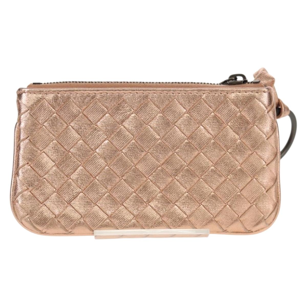 BOTTEGA VENETA INTRECCIATO Coin Purse Leather Pink Auth BA8939V