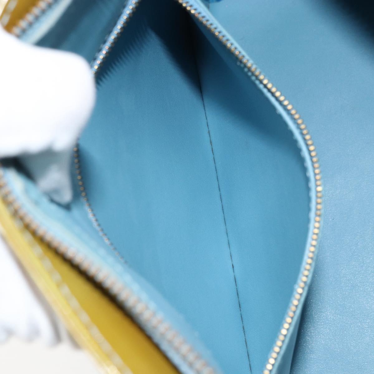 LOUIS VUITTON Monogram Vernis Houston Hand Bag Baby Blue M91005 LV Auth BA8959