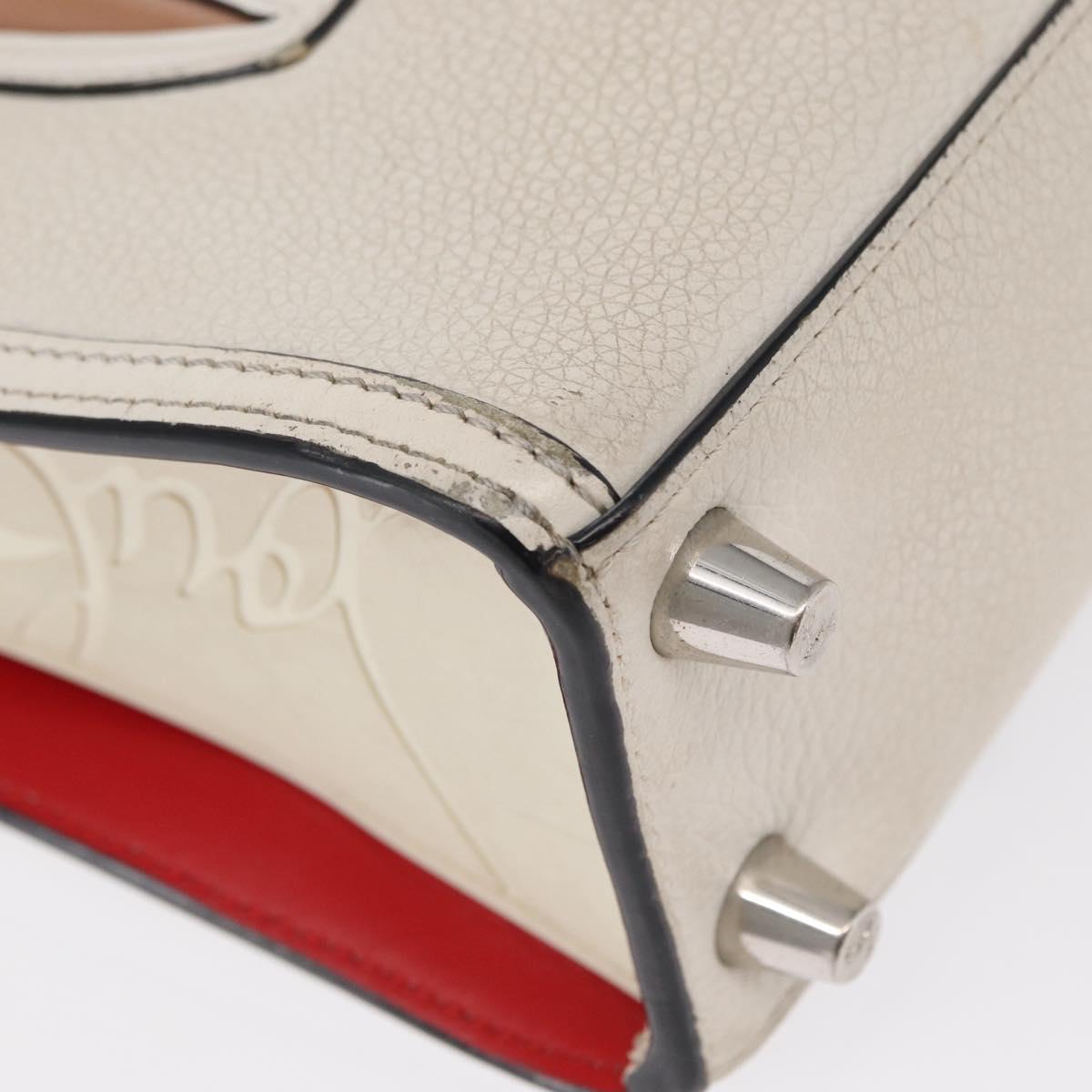 Christian Louboutin Paloma S Mini Hand Bag Leather 2way White Silver Auth BA8960