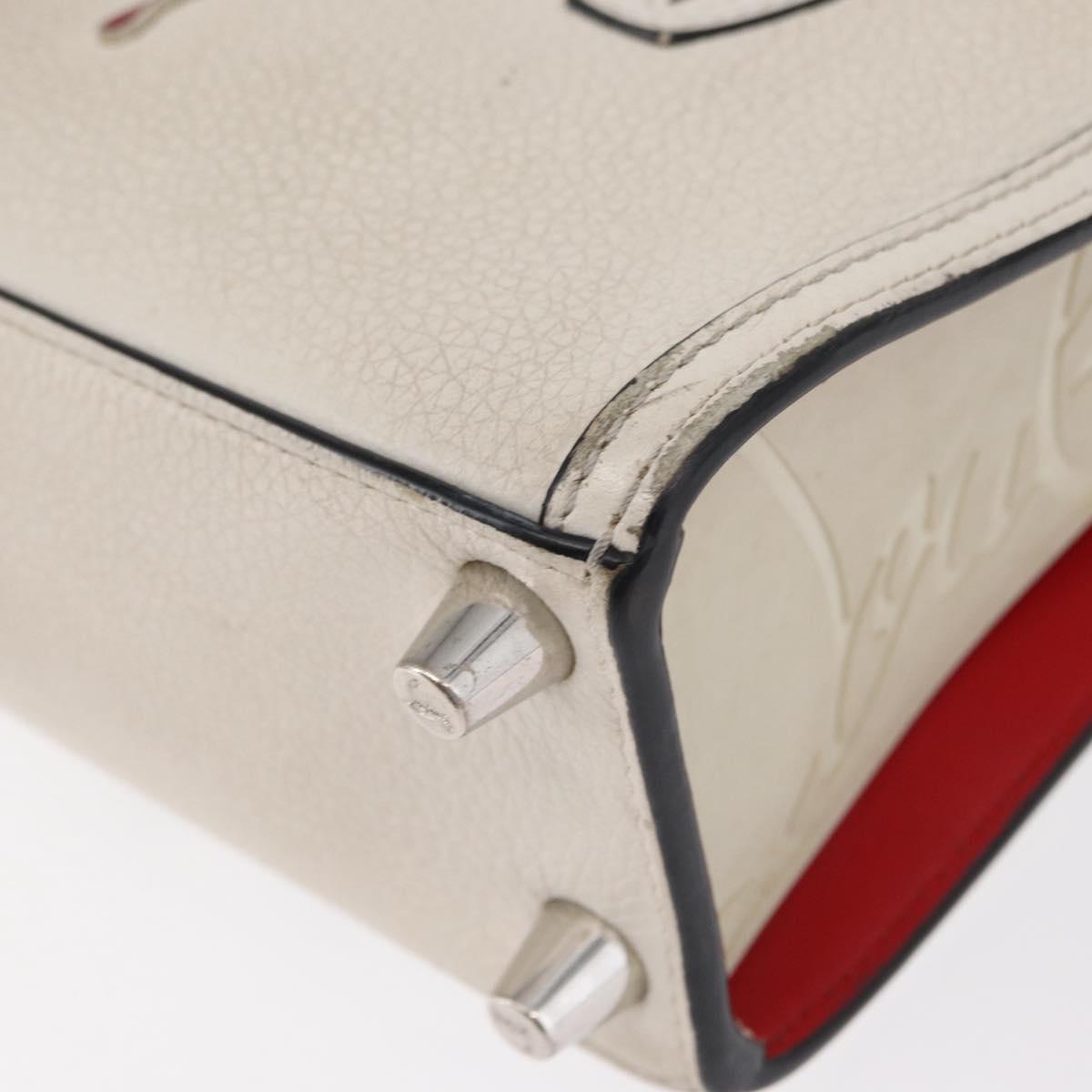 Christian Louboutin Paloma S Mini Hand Bag Leather 2way White Silver Auth BA8960