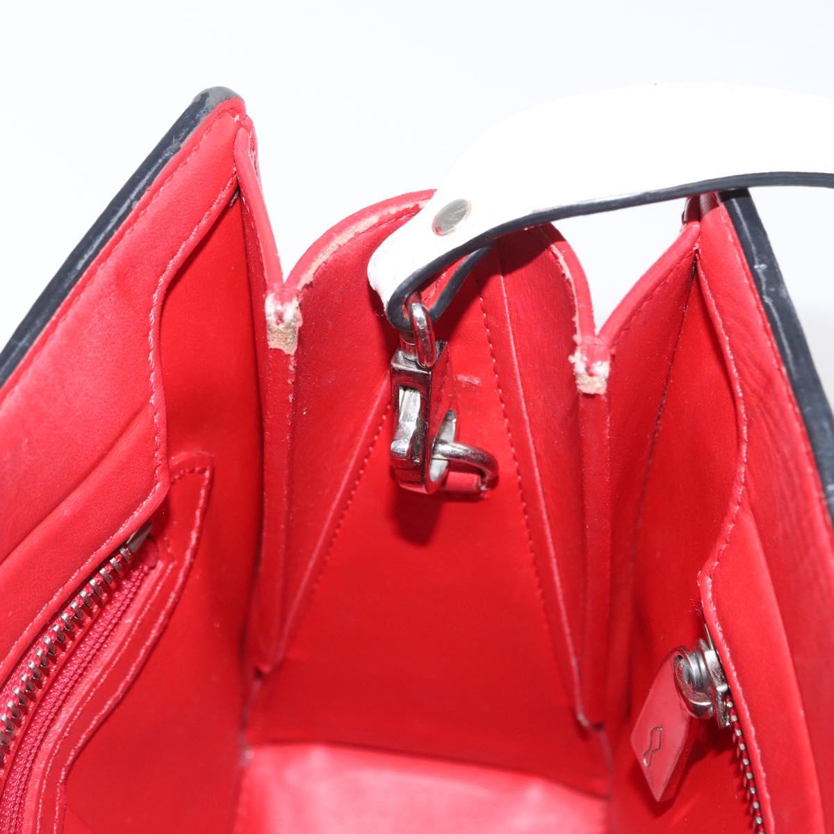 Christian Louboutin Paloma S Mini Hand Bag Leather 2way White Silver Auth BA8960