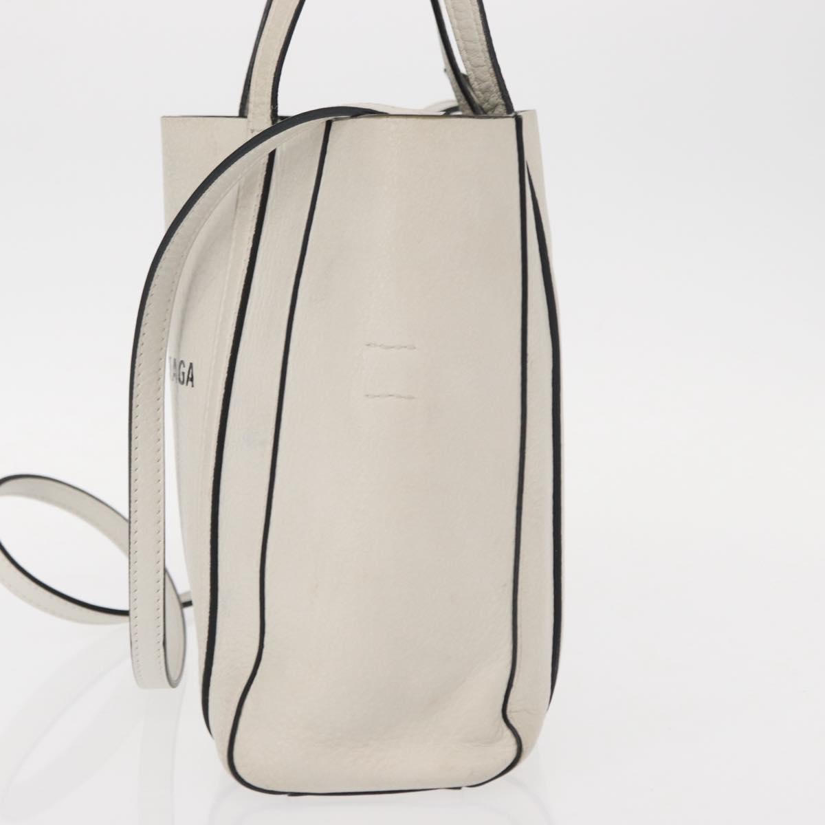 BALENCIAGA Everyday Tote XXS Bag Leather 2way White Silver 551815 Auth BA8961