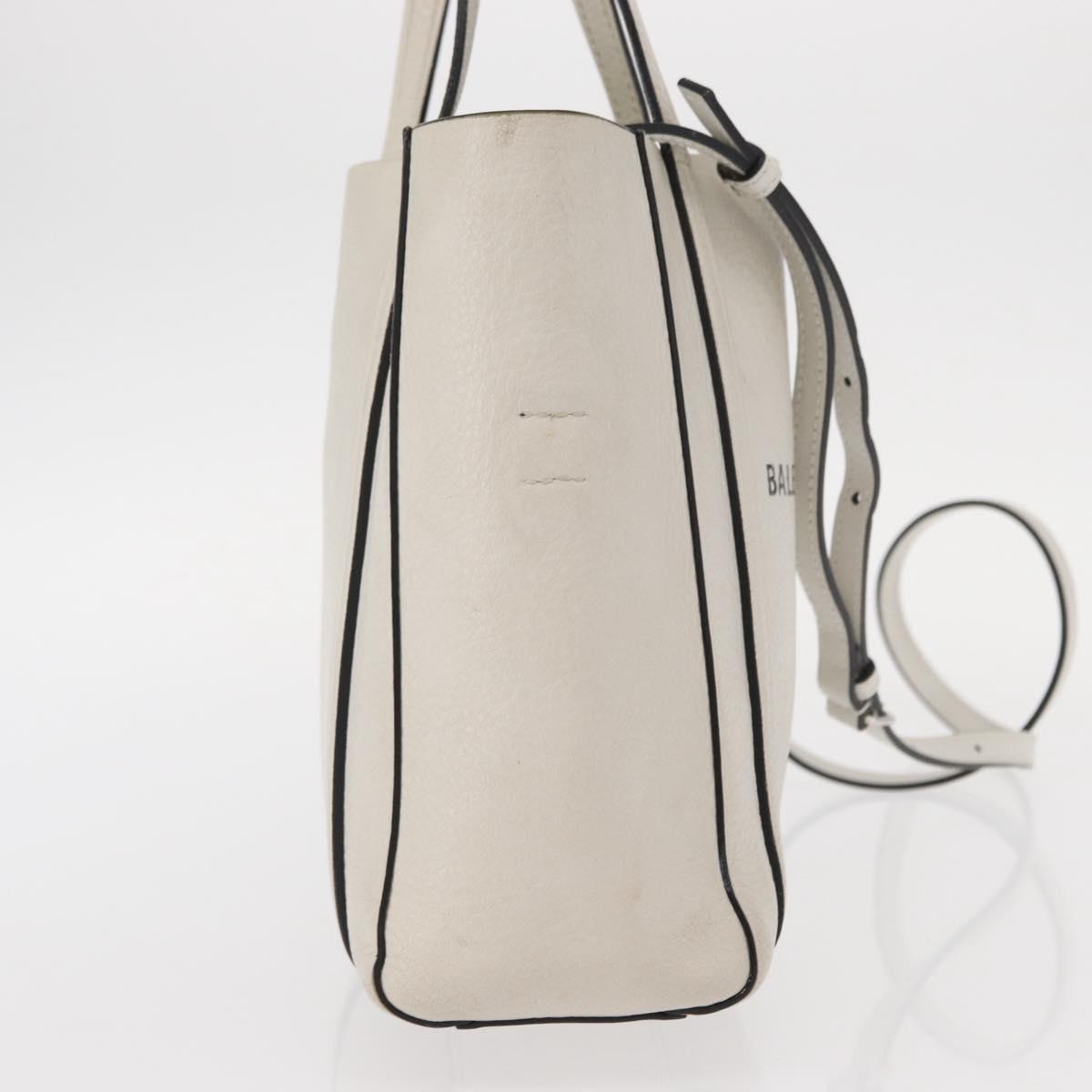 BALENCIAGA Everyday Tote XXS Bag Leather 2way White Silver 551815 Auth BA8961