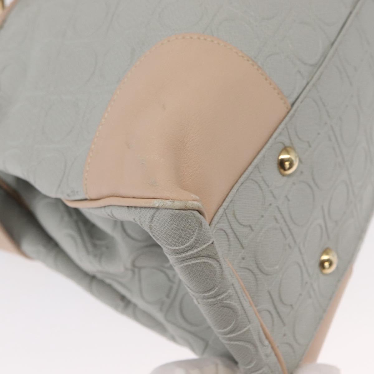 Salvatore Ferragamo Gancini Tote Bag Leather Gray Gold Auth BA8969