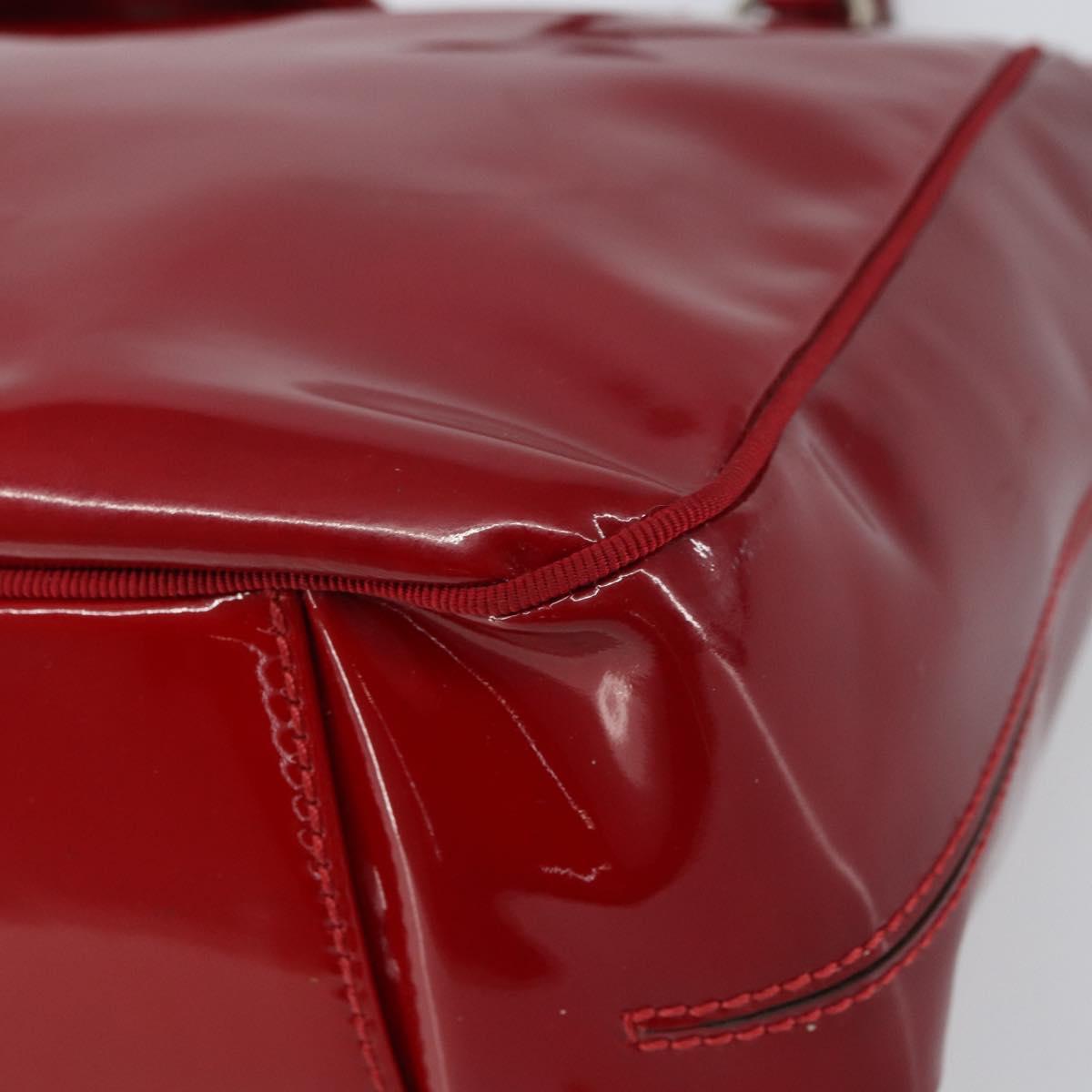 Salvatore Ferragamo Tote Bag Enamel Red Silver Auth BA8971