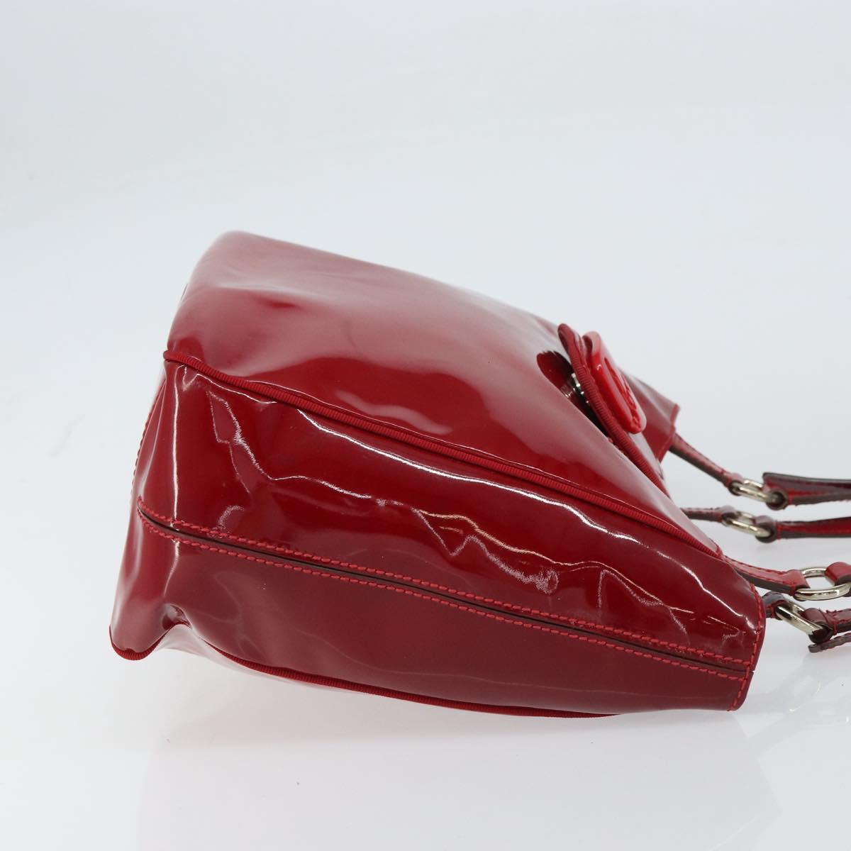 Salvatore Ferragamo Tote Bag Enamel Red Silver Auth BA8971