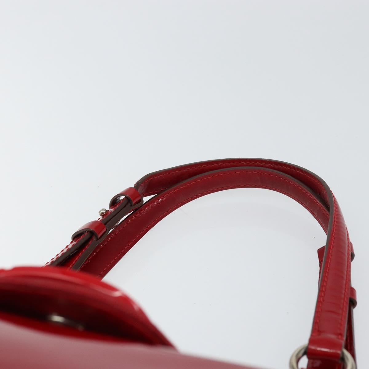 Salvatore Ferragamo Tote Bag Enamel Red Silver Auth BA8971