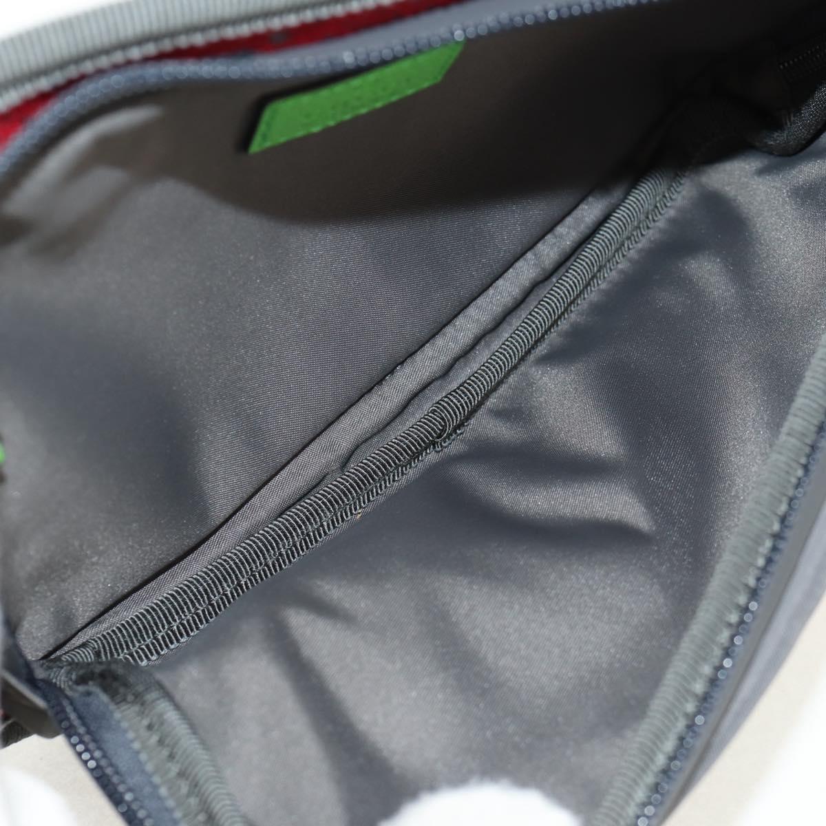 GUCCI GG Canvas Waist bag Nylon Gray Silver 752102 Auth BA8974V