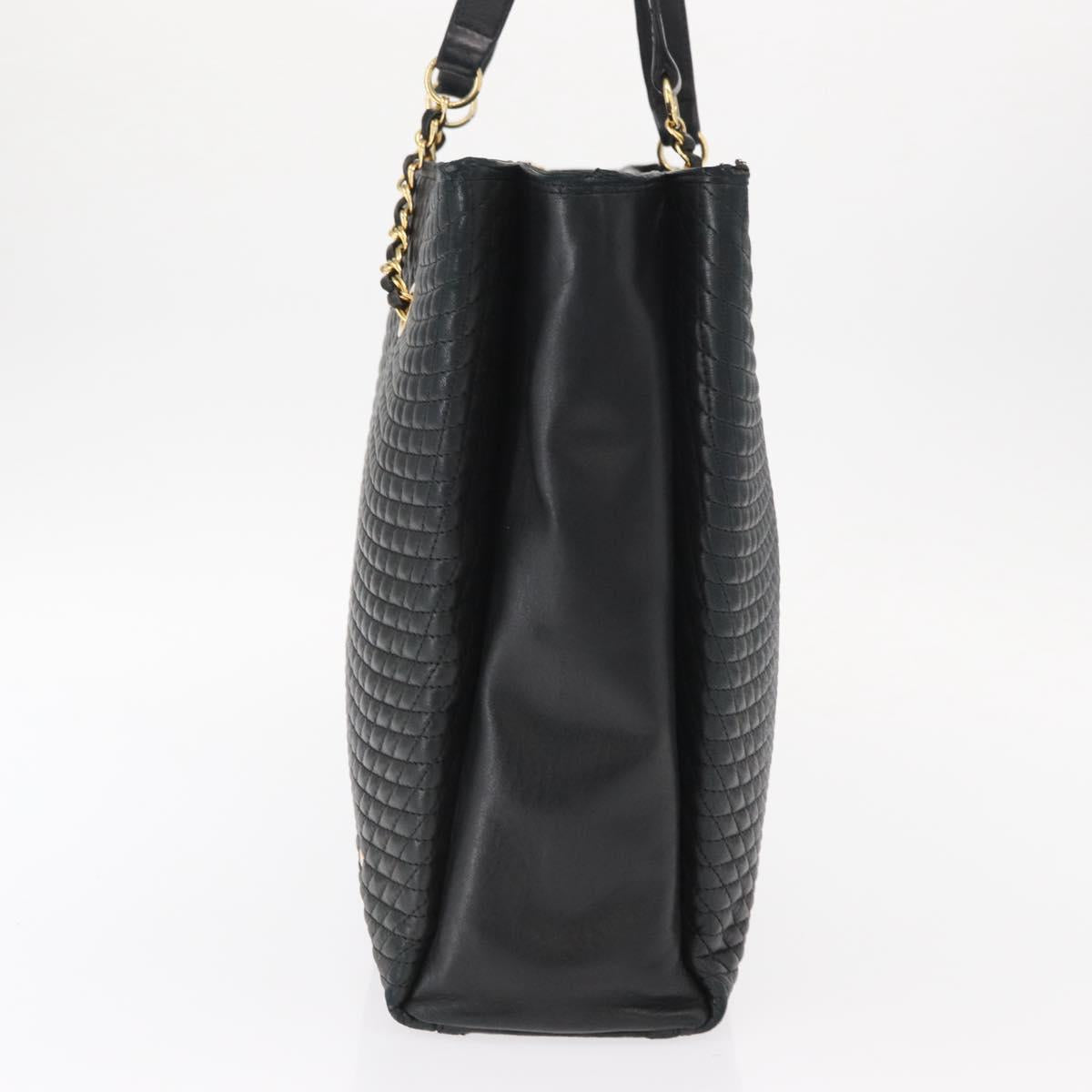 BALLY Tote Bag Leather Black Gold Auth BA8978