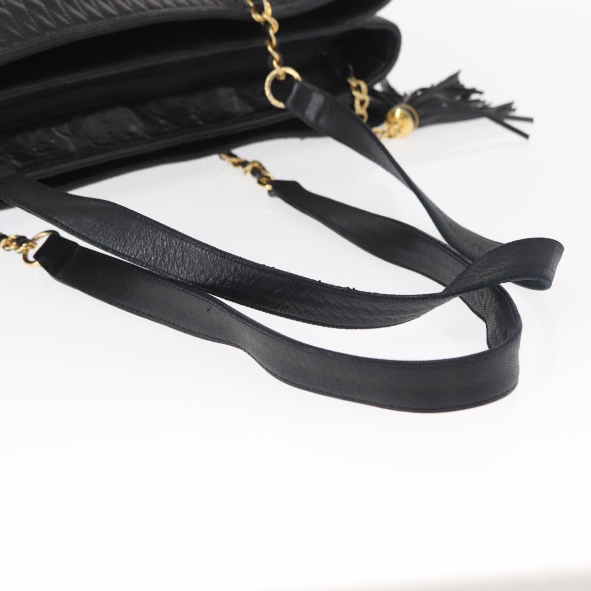 BALLY Tote Bag Leather Black Gold Auth BA8978