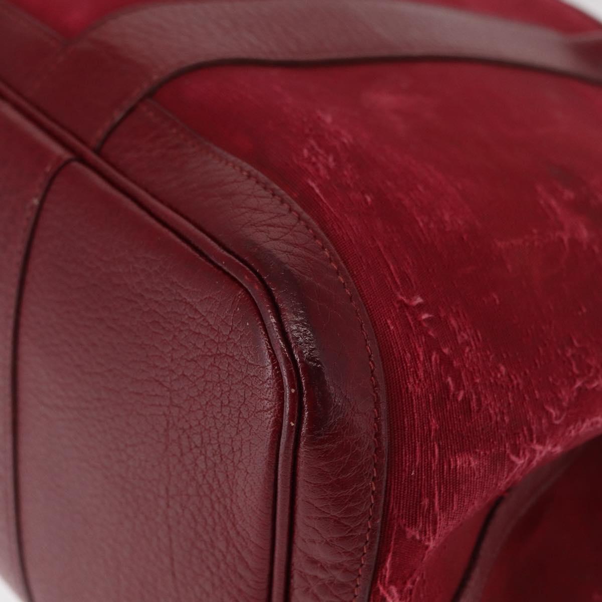 HERMES Garden Party MM Hand Bag Canvas Leather Red Auth BA8990