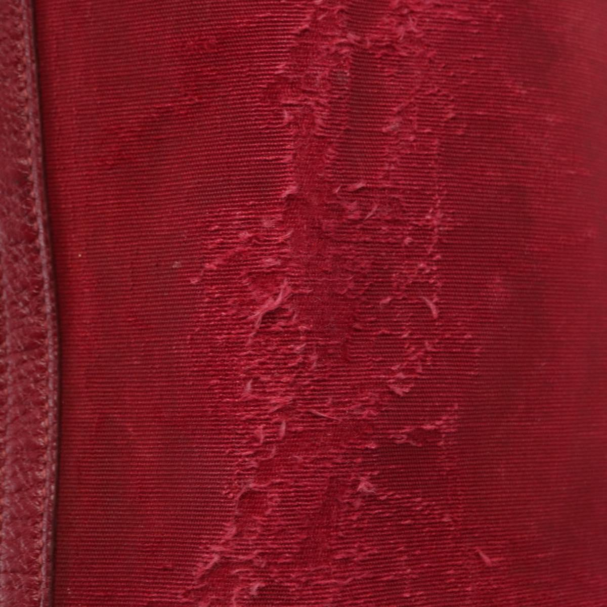 HERMES Garden Party MM Hand Bag Canvas Leather Red Auth BA8990