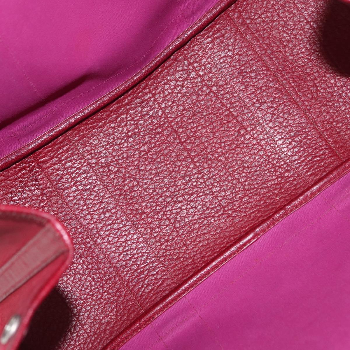 HERMES Garden Party MM Hand Bag Canvas Leather Red Auth BA8990