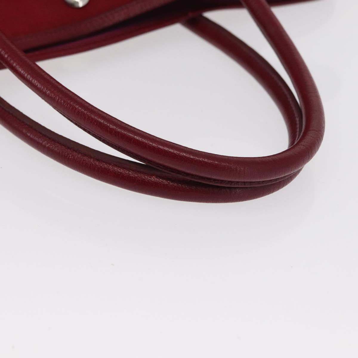 HERMES Garden Party MM Hand Bag Canvas Leather Red Auth BA8990