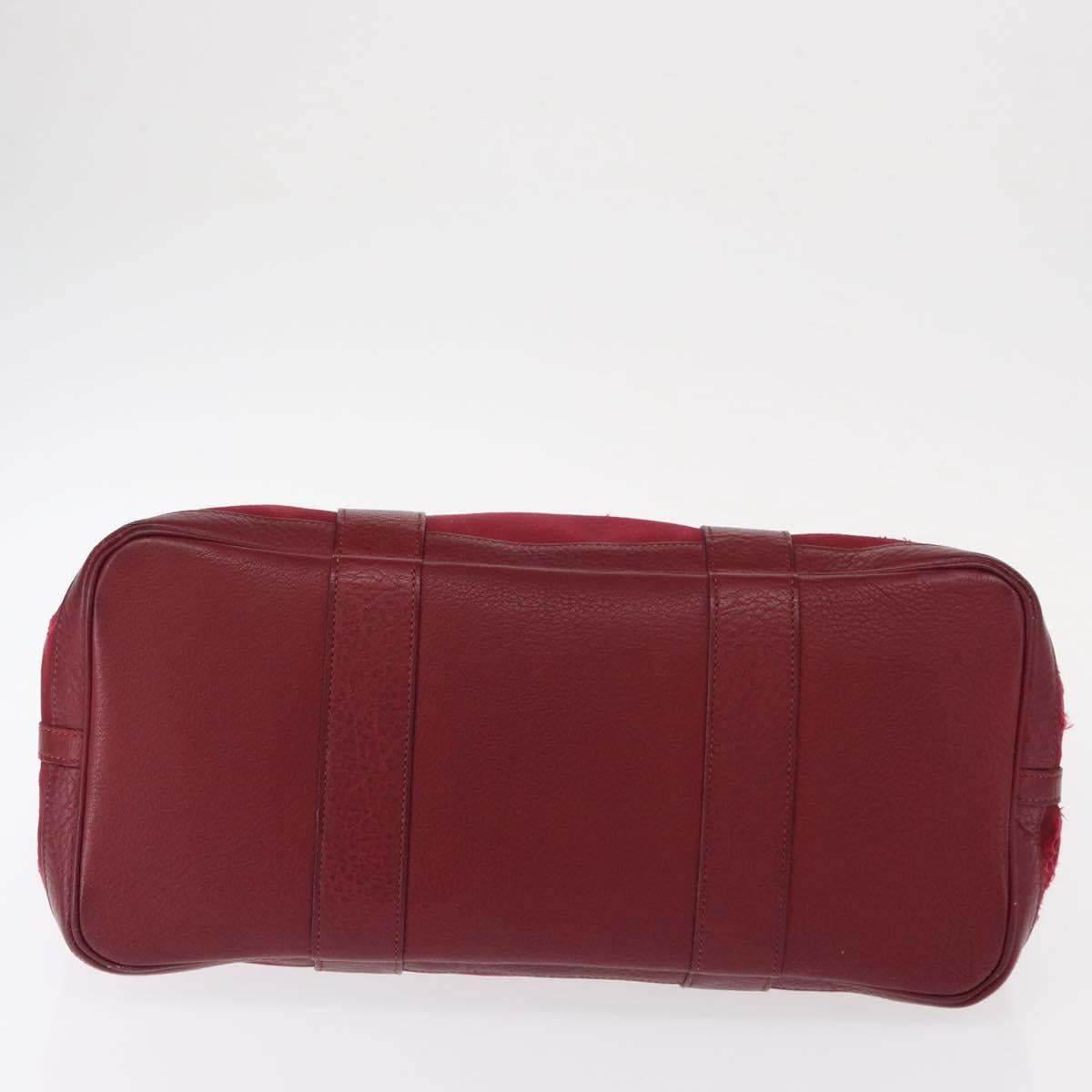 HERMES Garden Party MM Hand Bag Canvas Leather Red Auth BA8990