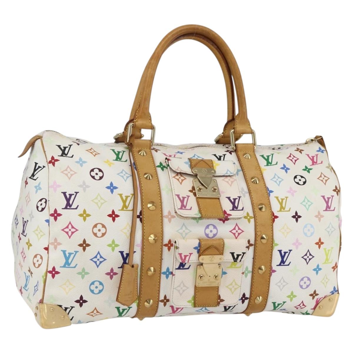 LOUIS VUITTON Monogram Multicolor Keepall 45 Bag White M92641 LV Auth BA8992SAV