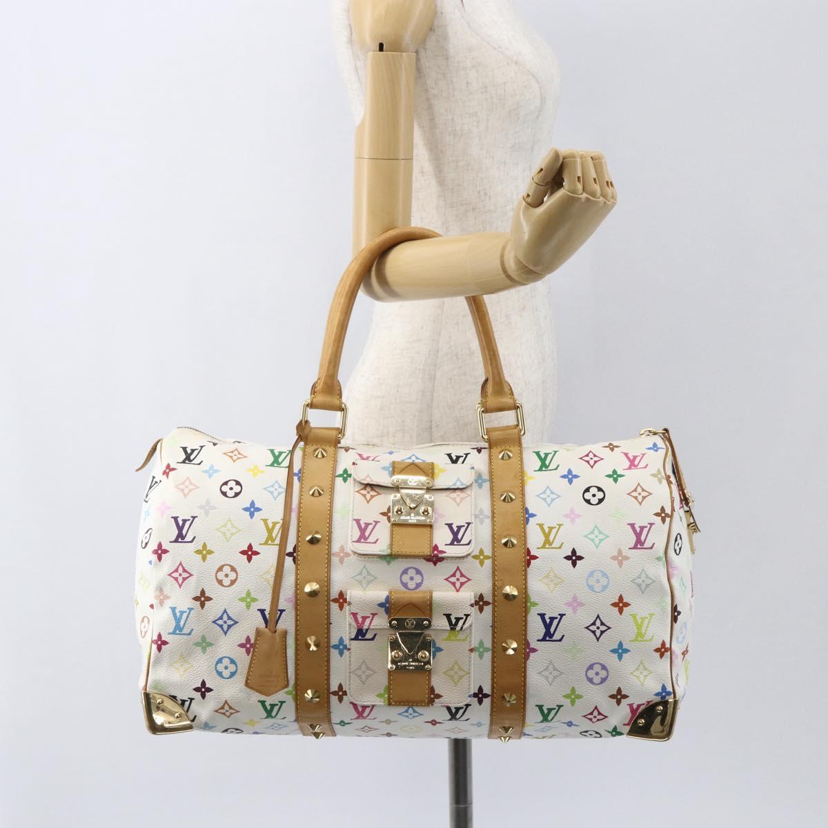 LOUIS VUITTON Monogram Multicolor Keepall 45 Bag White M92641 LV Auth BA8992SAV