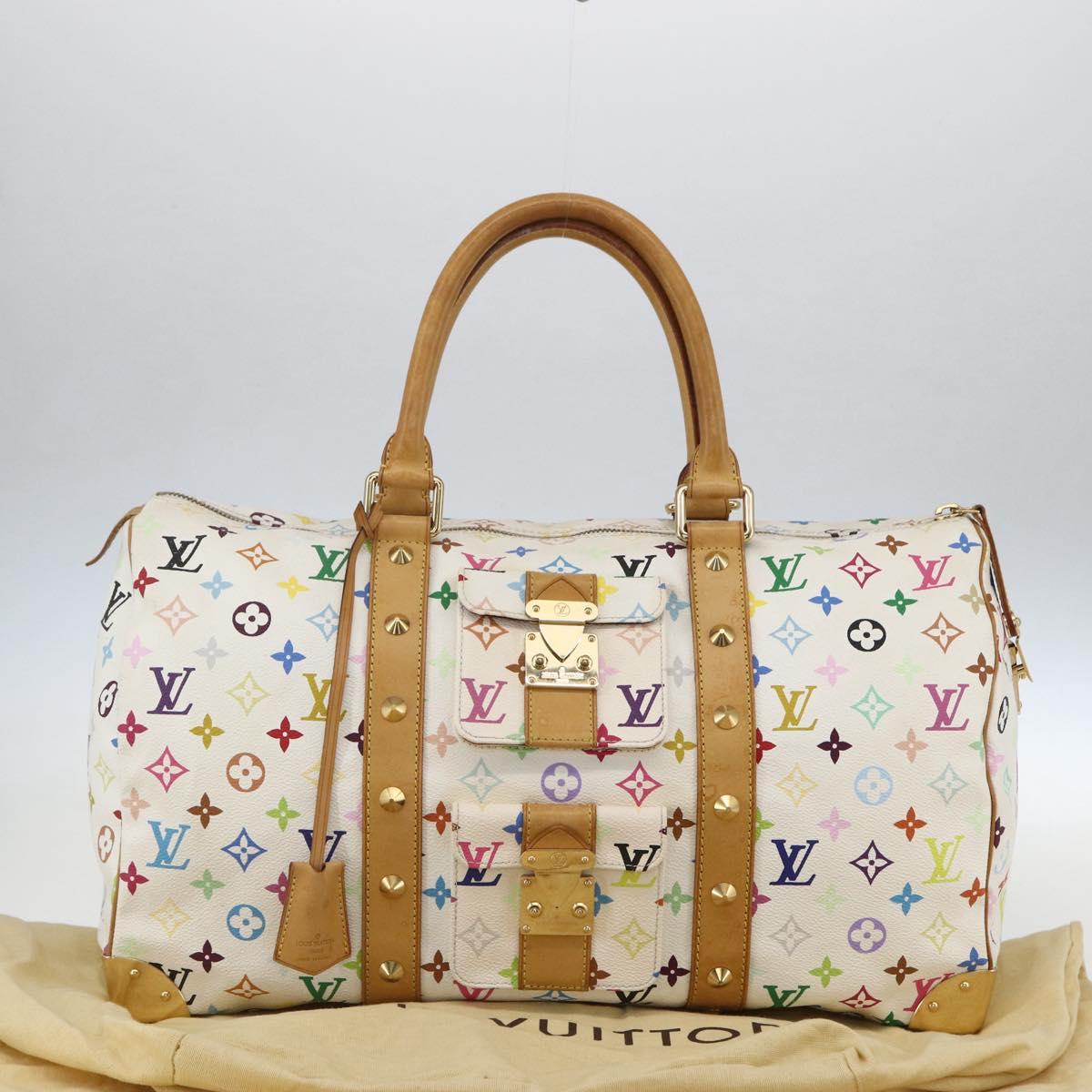 LOUIS VUITTON Monogram Multicolor Keepall 45 Bag White M92641 LV Auth BA8992SAV