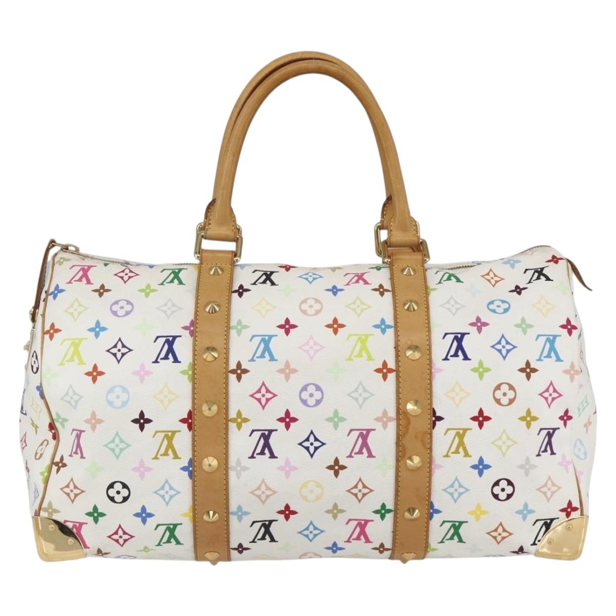 LOUIS VUITTON Monogram Multicolor Keepall 45 Bag White M92641 LV Auth BA8992SAV