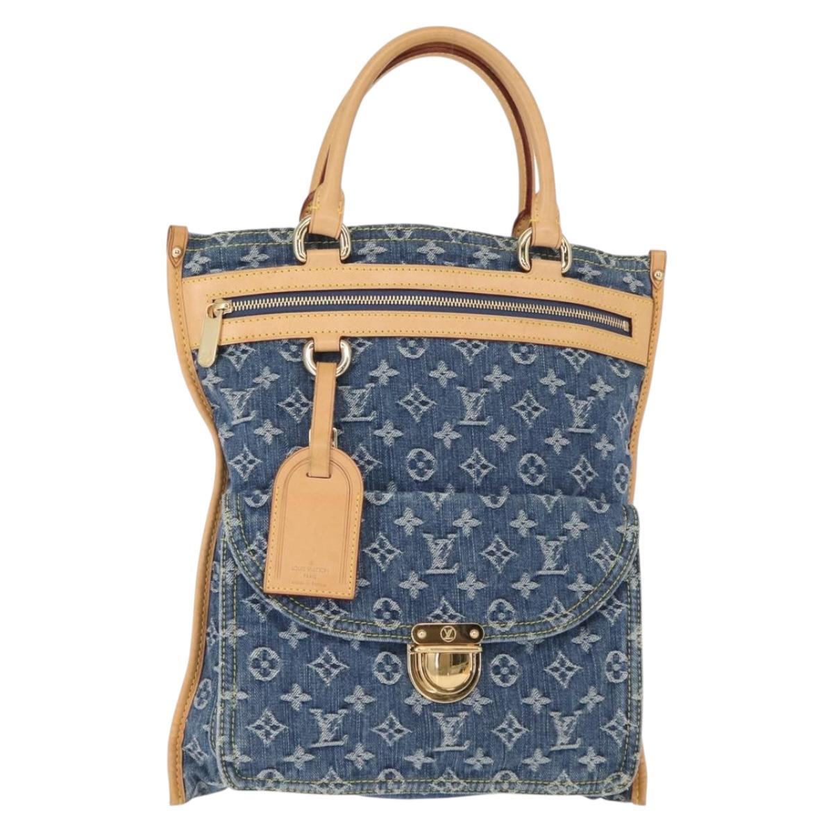LOUIS VUITTON Monogram Denim Flat Shopper Tote Bag Blue M95018 LV Auth BA8994SAV