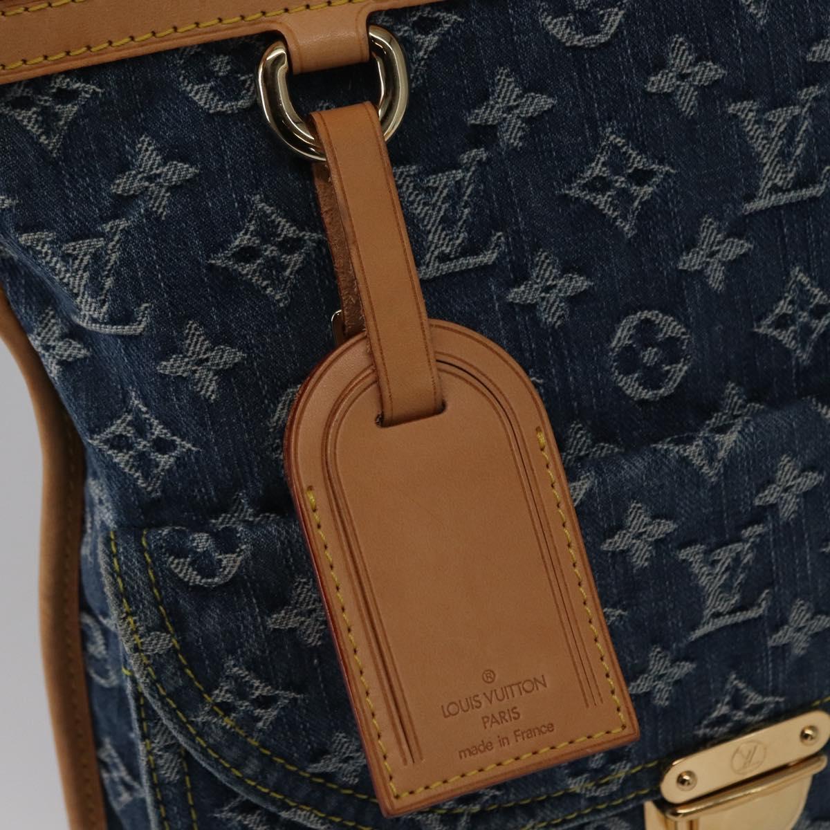 LOUIS VUITTON Monogram Denim Flat Shopper Tote Bag Blue M95018 LV Auth BA8994SAV