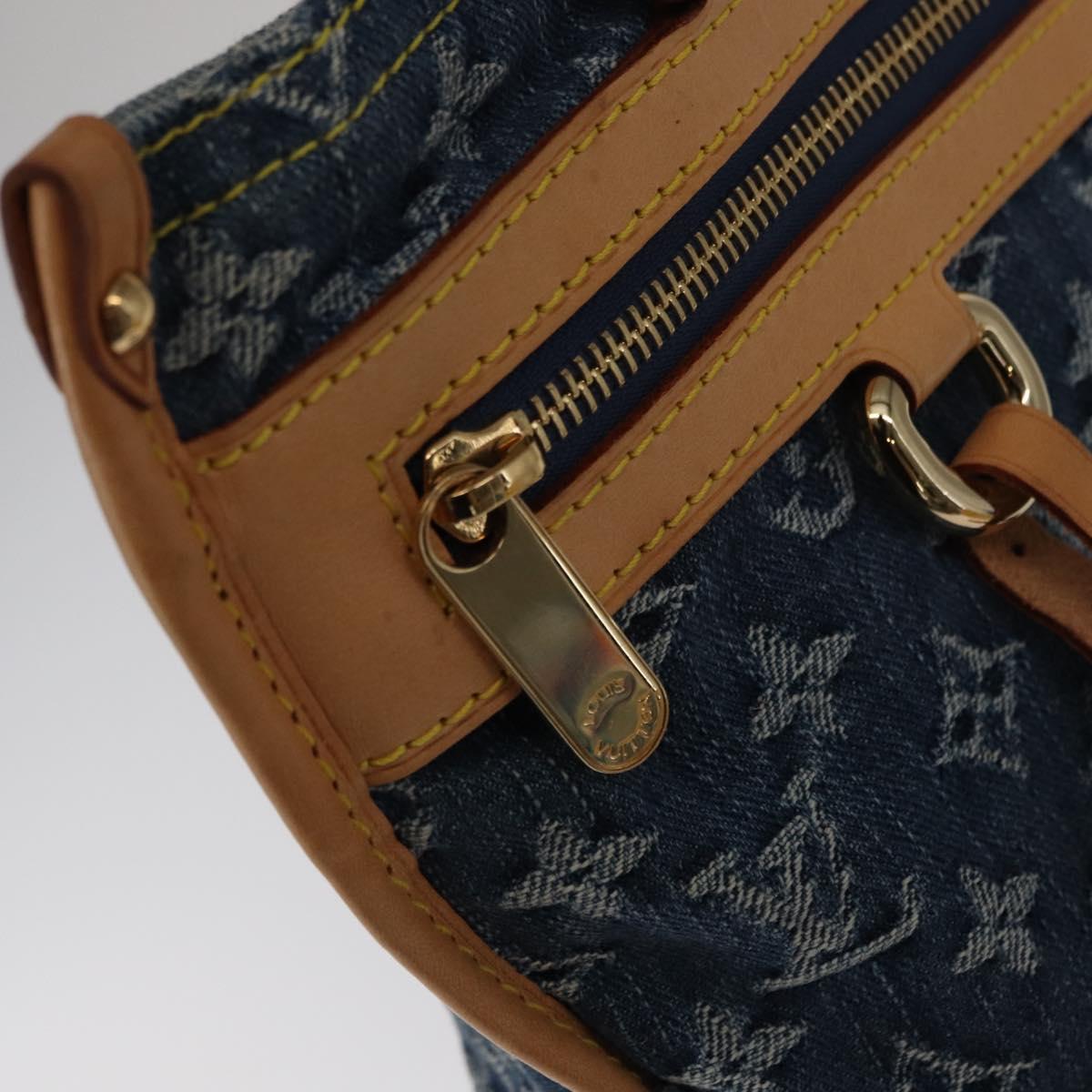 LOUIS VUITTON Monogram Denim Flat Shopper Tote Bag Blue M95018 LV Auth BA8994SAV