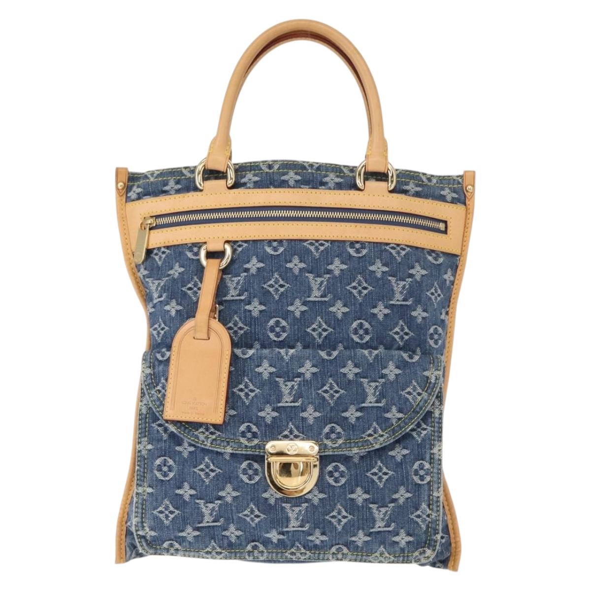 LOUIS VUITTON Monogram Denim Flat Shopper Tote Bag Blue M95018 LV Auth BA8994SAV