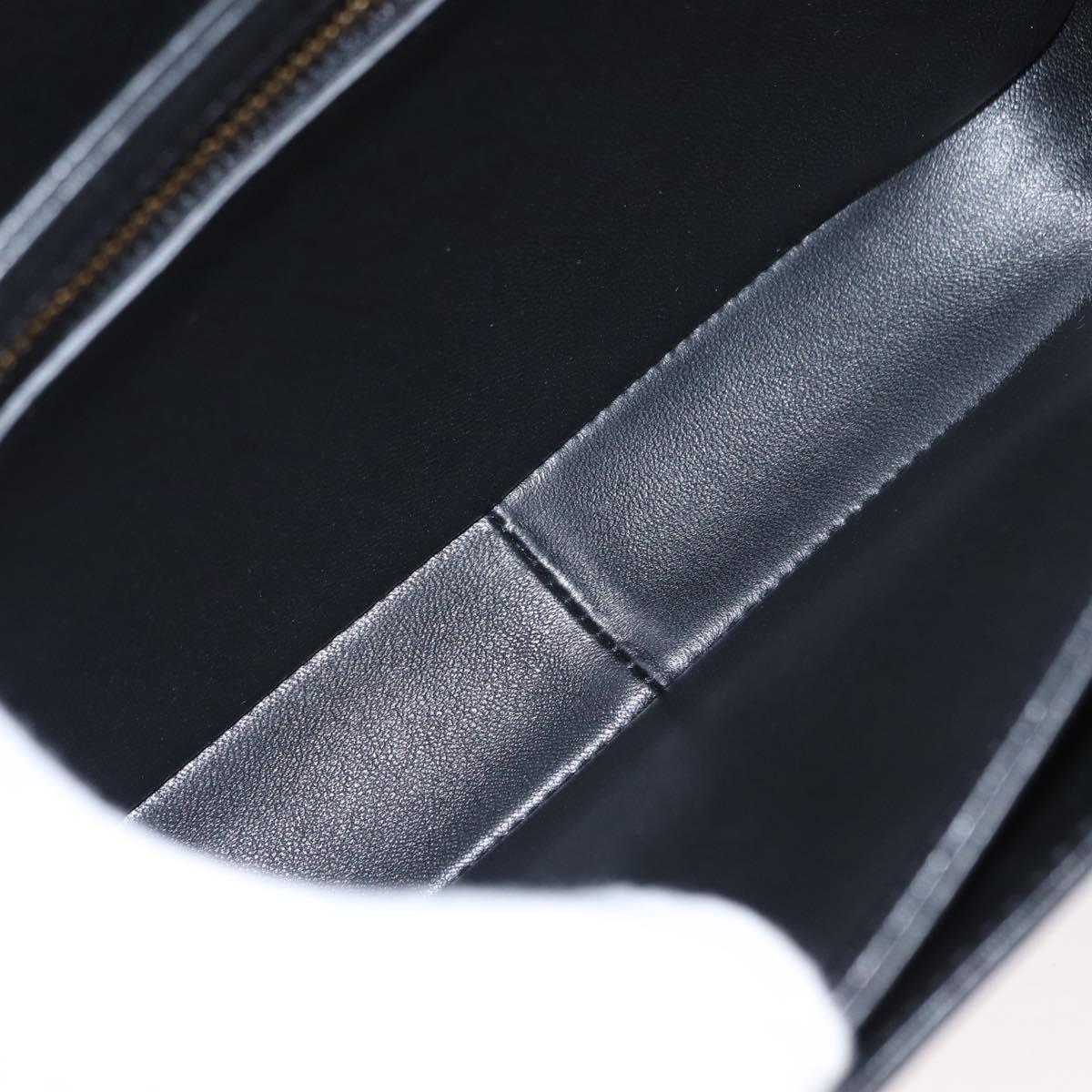 CELINE Teen Triomphe Shoulder Bag Leather Canvas Black White Auth BA8997M