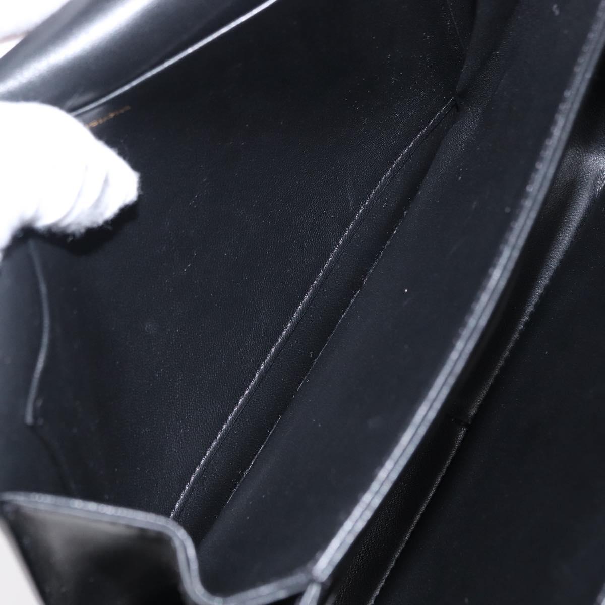 CELINE Teen Triomphe Shoulder Bag Leather Canvas Black White Auth BA8997M