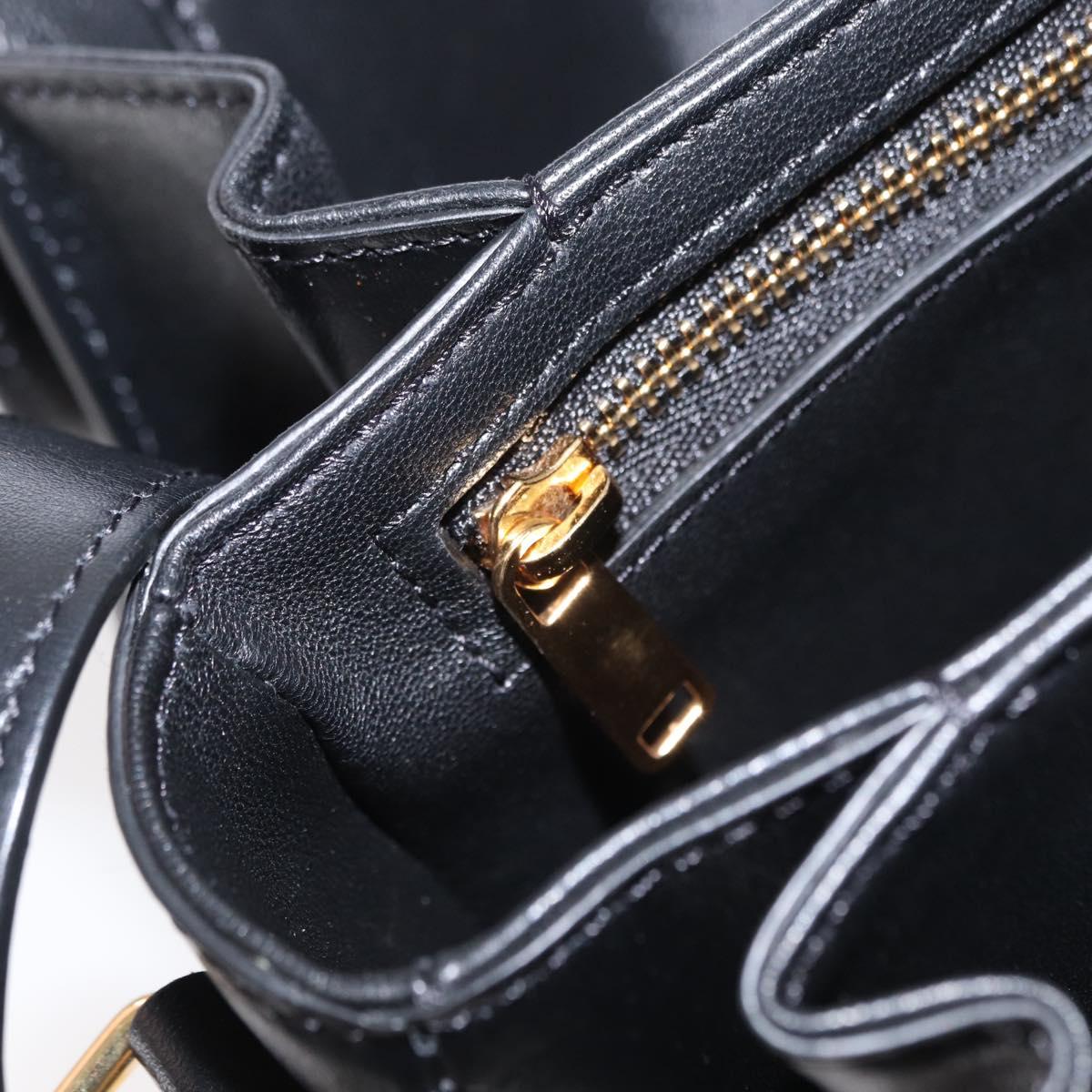 CELINE Teen Triomphe Shoulder Bag Leather Canvas Black White Auth BA8997M