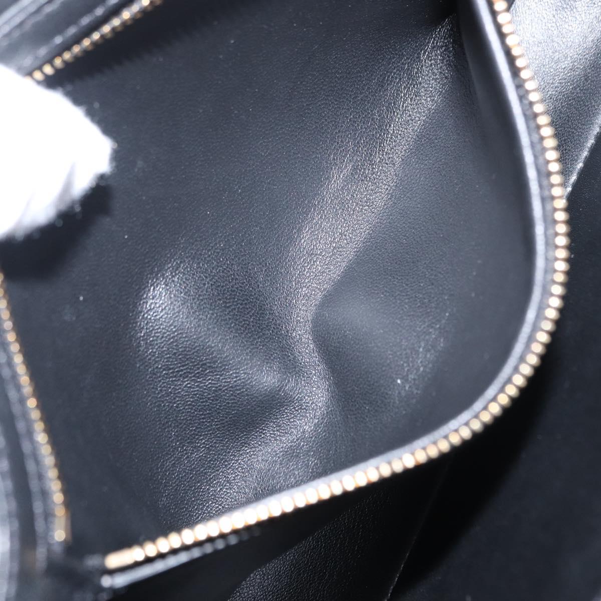 CELINE Teen Triomphe Shoulder Bag Leather Canvas Black White Auth BA8997M