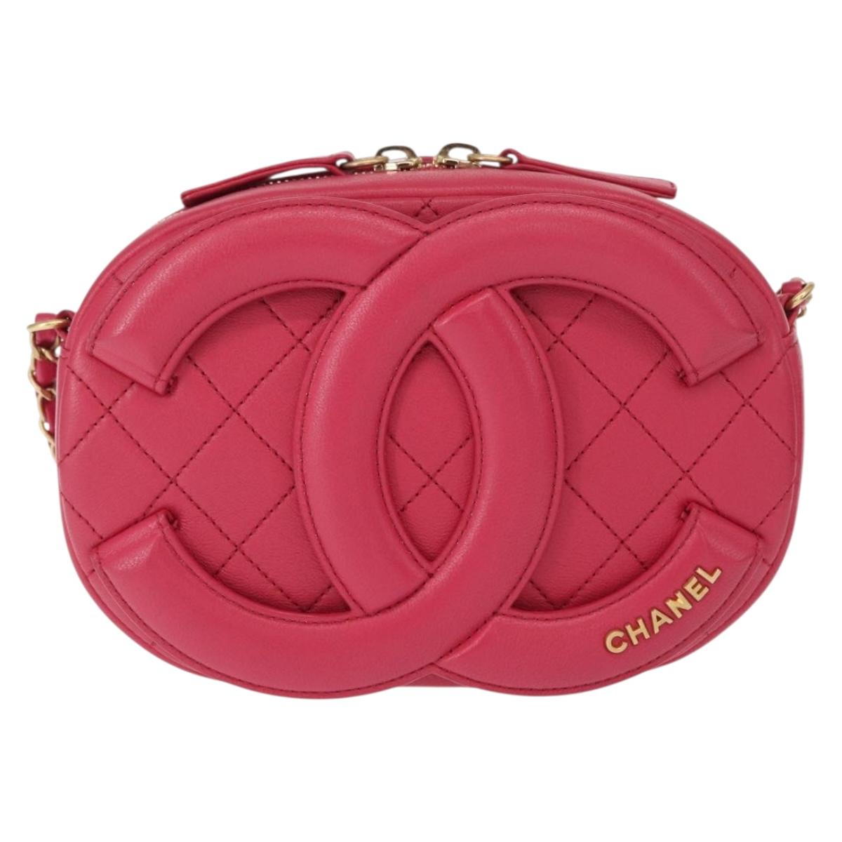 CHANEL Matelasse Chain Big Coco Camera Bag Bag Lamb Skin Pink CC Auth BA8999SAM