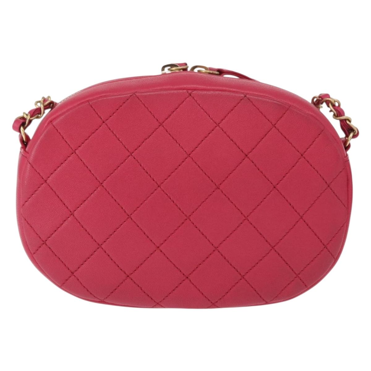CHANEL Matelasse Chain Big Coco Camera Bag Bag Lamb Skin Pink CC Auth BA8999SAM