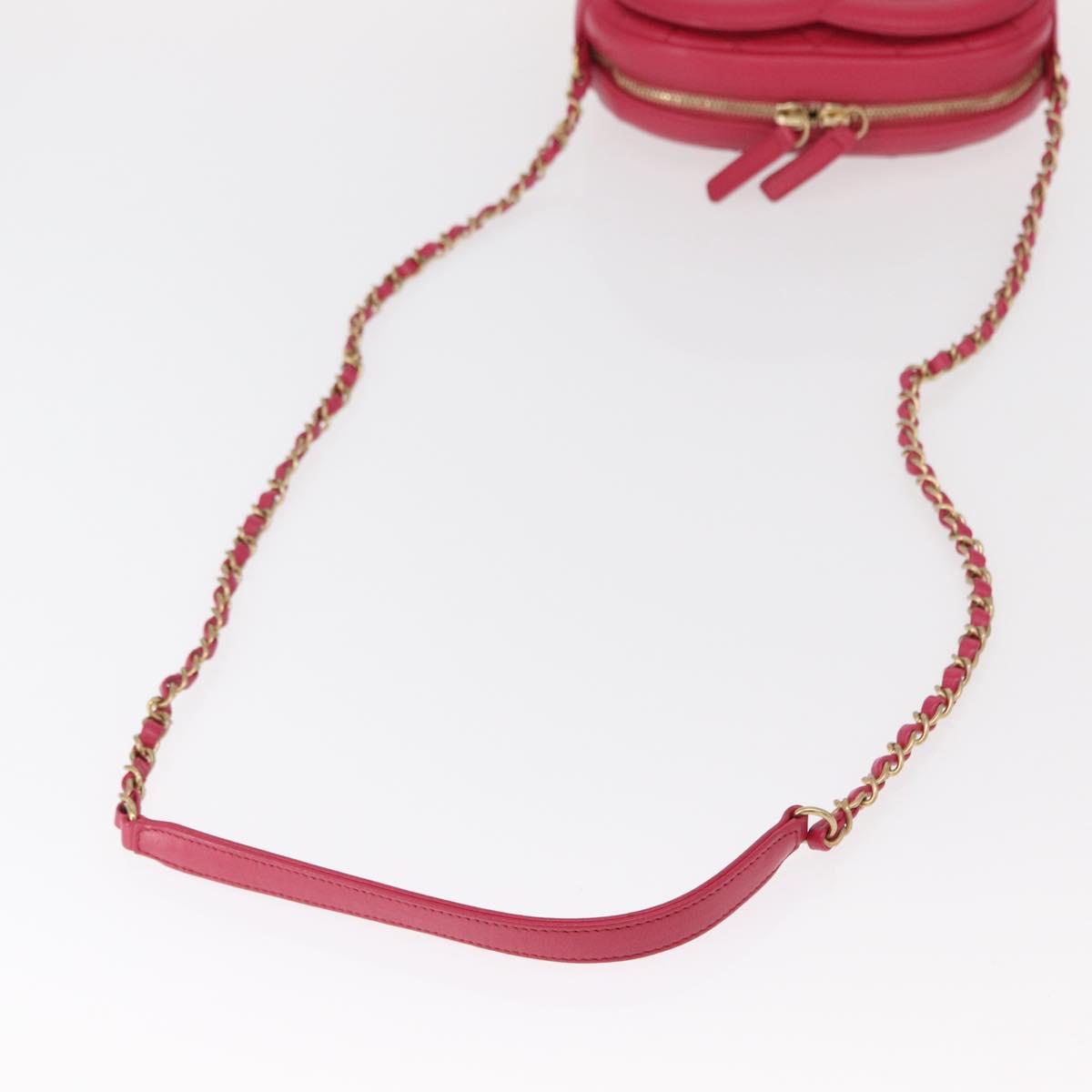 CHANEL Matelasse Chain Big Coco Camera Bag Bag Lamb Skin Pink CC Auth BA8999SAM