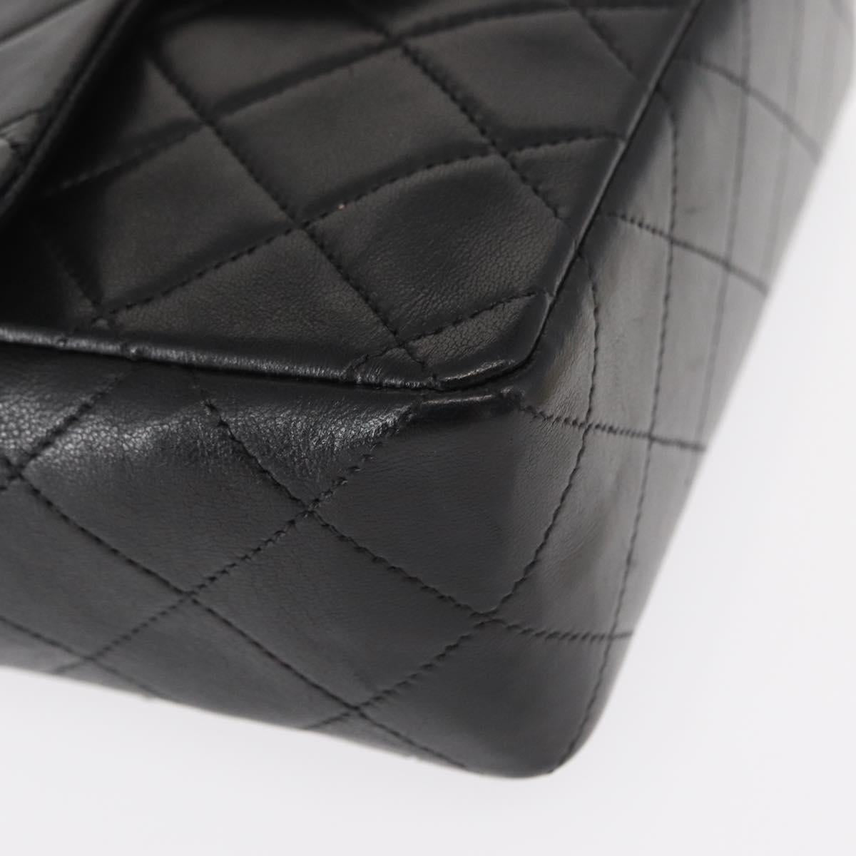 CHANEL Mini Matelasse 17 Chain Bag Lamb Skin Black Gold CC Auth BA9004SAM