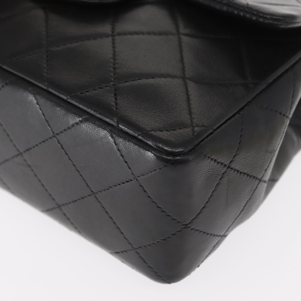 CHANEL Mini Matelasse 17 Chain Bag Lamb Skin Black Gold CC Auth BA9004SAM