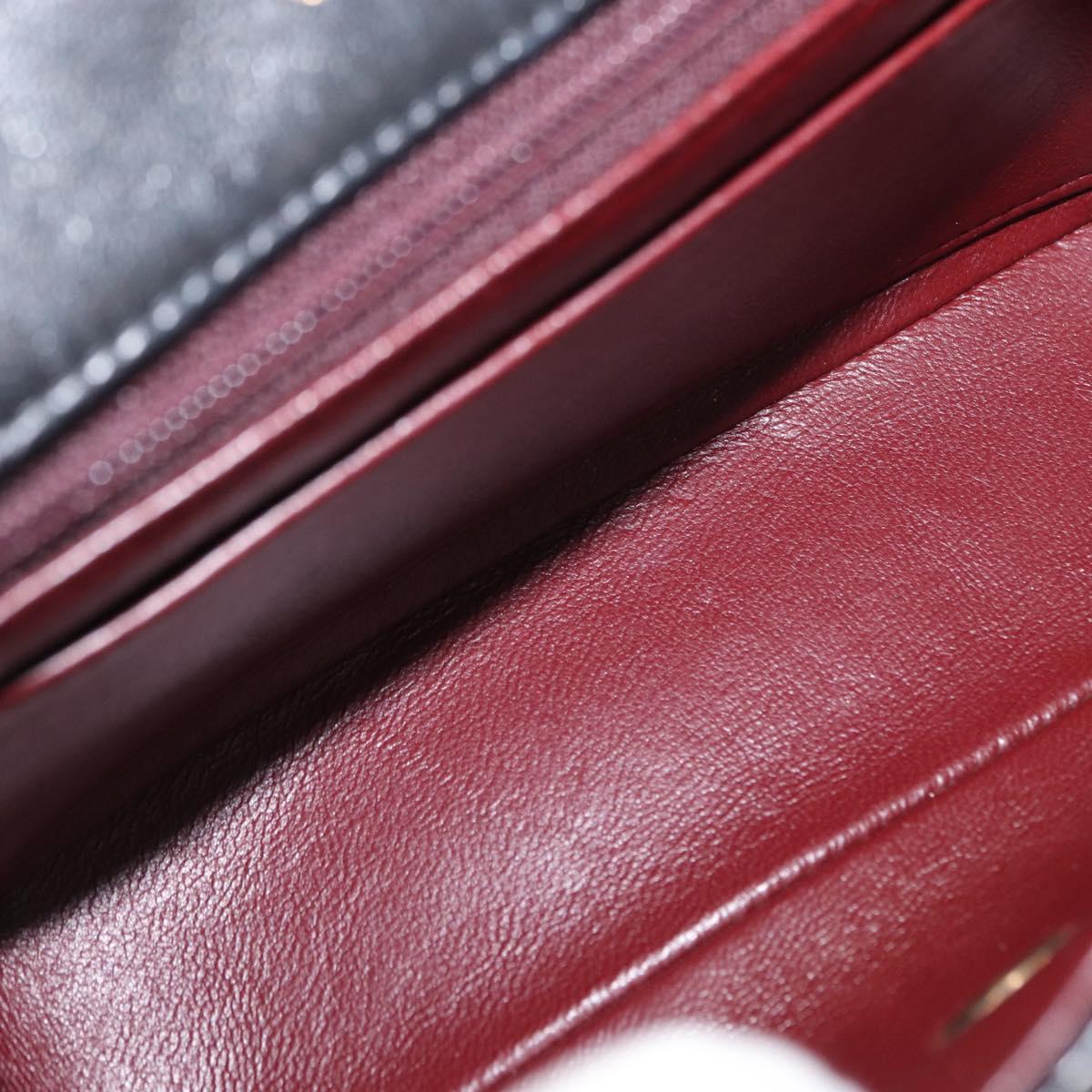 CHANEL Mini Matelasse 17 Chain Bag Lamb Skin Black Gold CC Auth BA9004SAM