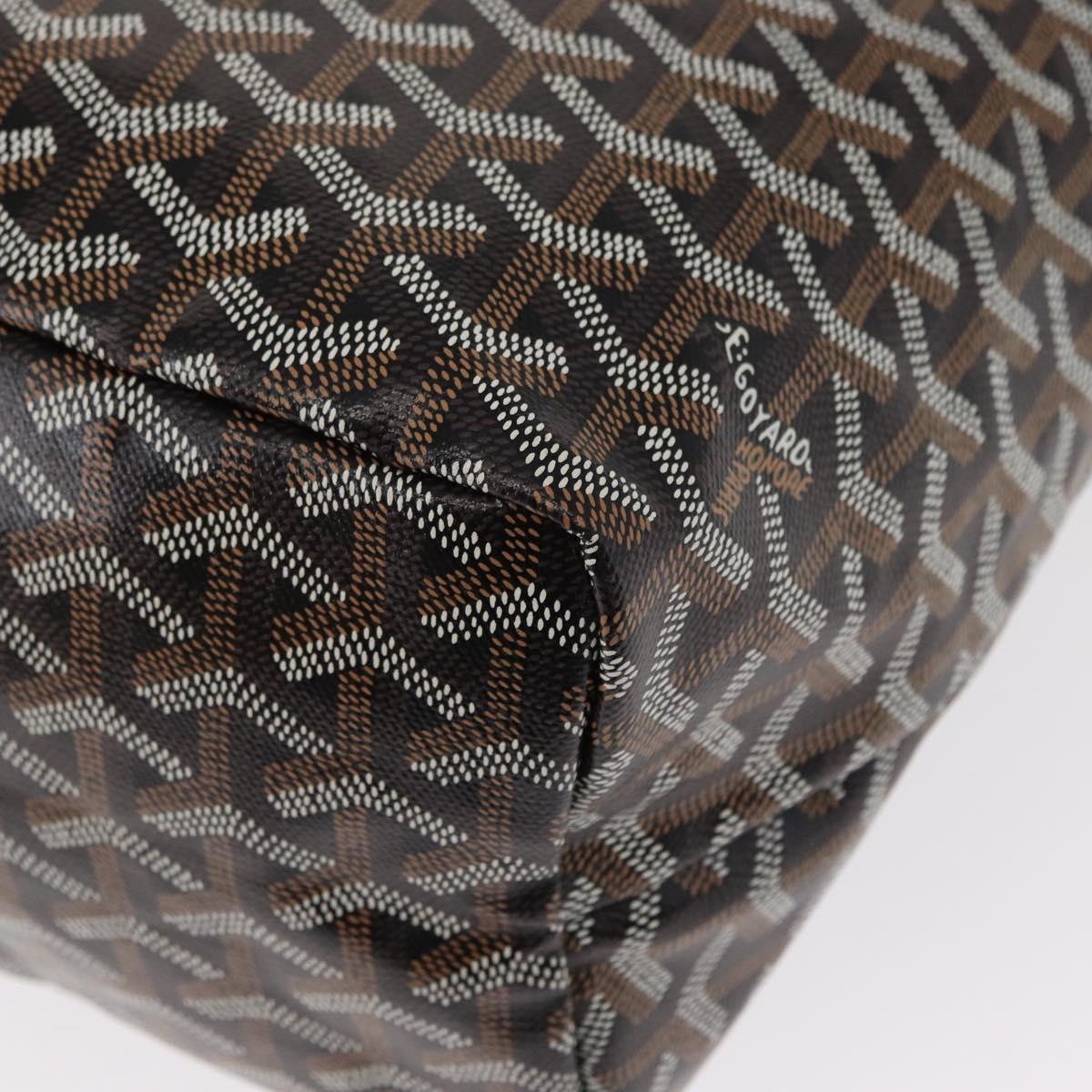 GOYARD Herringbone Saint Louis PM Tote Bag PVC Black Auth BA9007SM