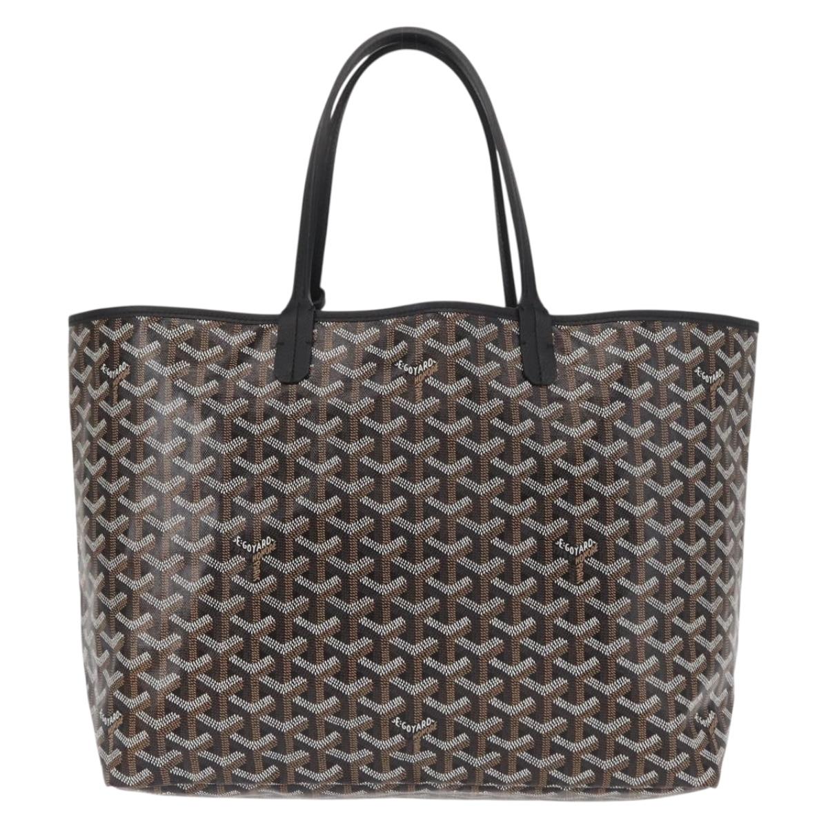 GOYARD Herringbone Saint Louis PM Tote Bag PVC Black Auth BA9007SM