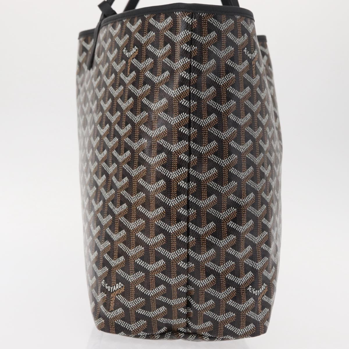 GOYARD Herringbone Saint Louis PM Tote Bag PVC Black Auth BA9007SM