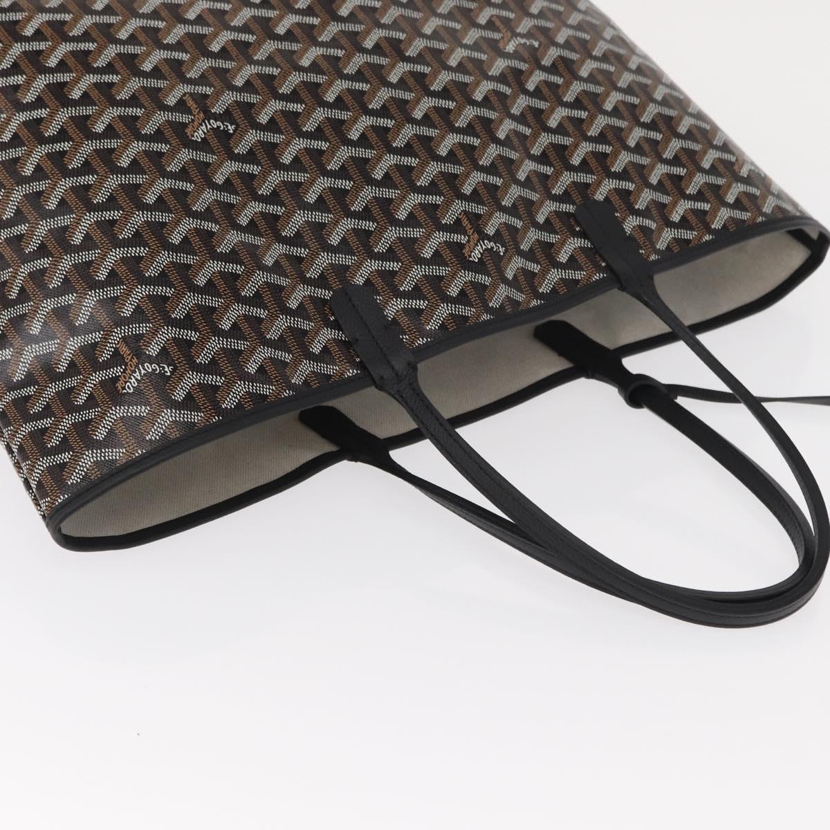 GOYARD Herringbone Saint Louis PM Tote Bag PVC Black Auth BA9007SM