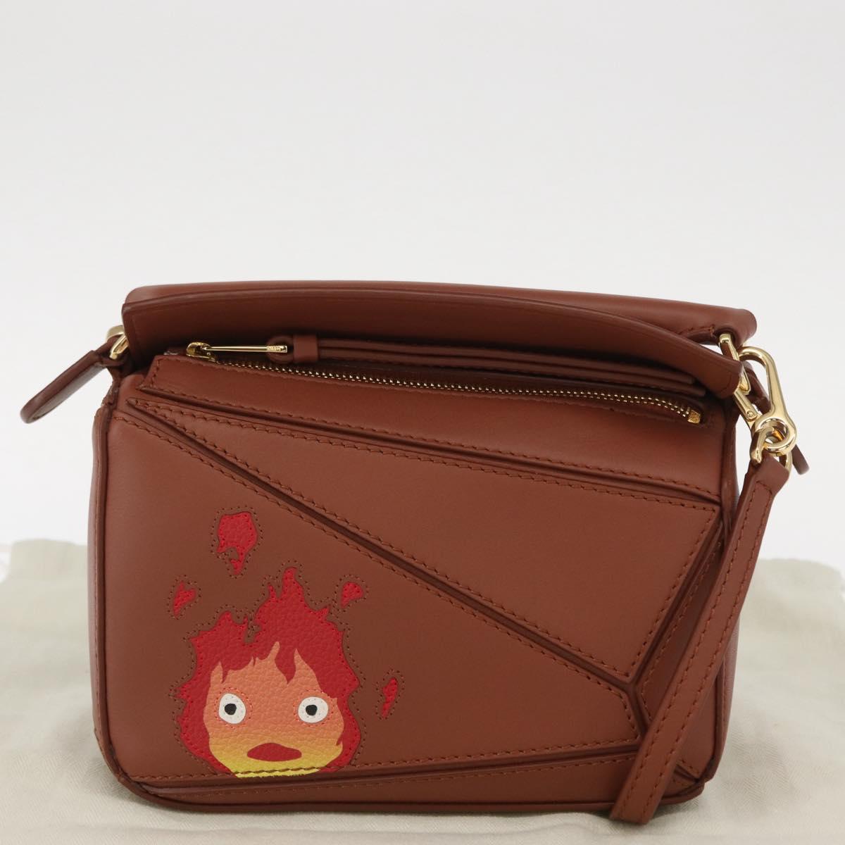 LOEWE Mini Puzzle Loewe x Studio Ghibli Calcifer Bag 2way Brown Auth BA9009SM