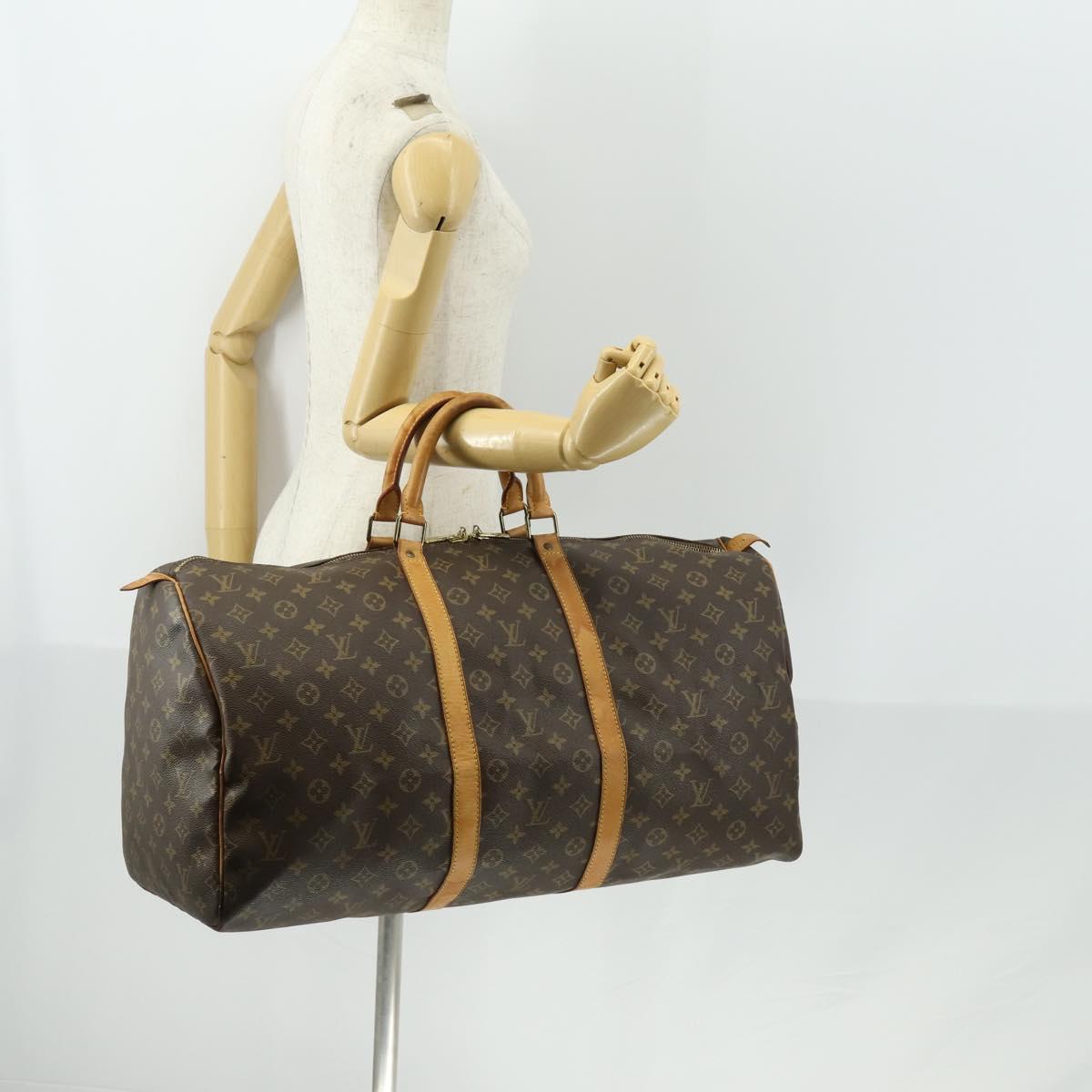 LOUIS VUITTON Monogram Keepall 55 Boston Bag M41424 LV Auth BA9013