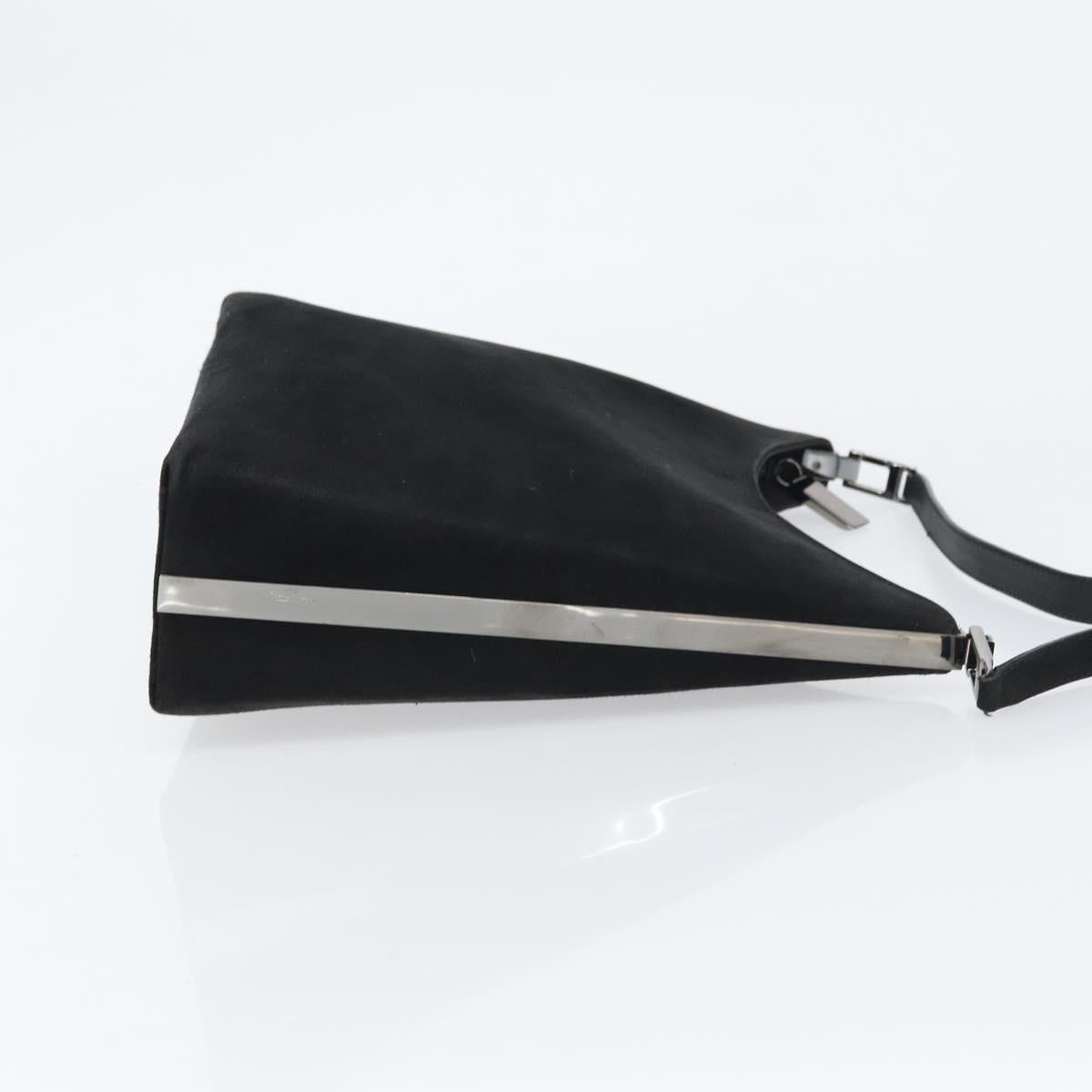 Salvatore Ferragamo Vala Shoulder Bag Suede Black Gold Auth BA9014