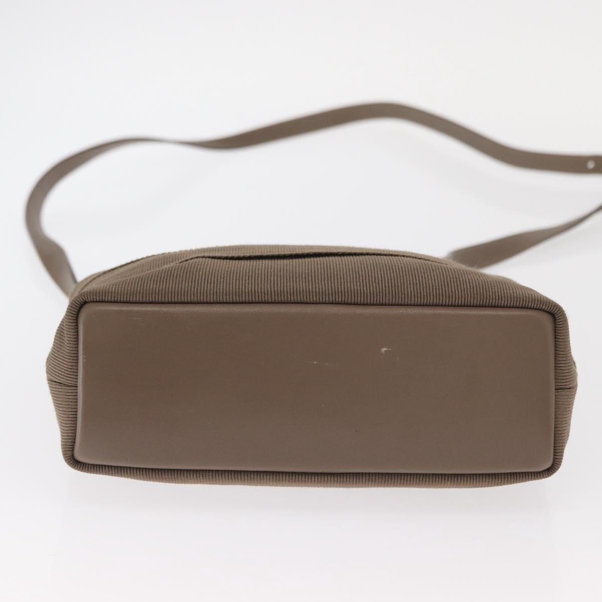 Salvatore Ferragamo Vala Hand Bag Canvas 2way Beige Gold Auth BA9015