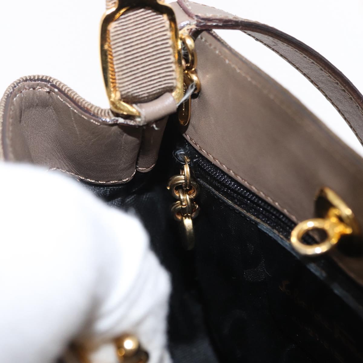 Salvatore Ferragamo Vala Hand Bag Canvas 2way Beige Gold Auth BA9015