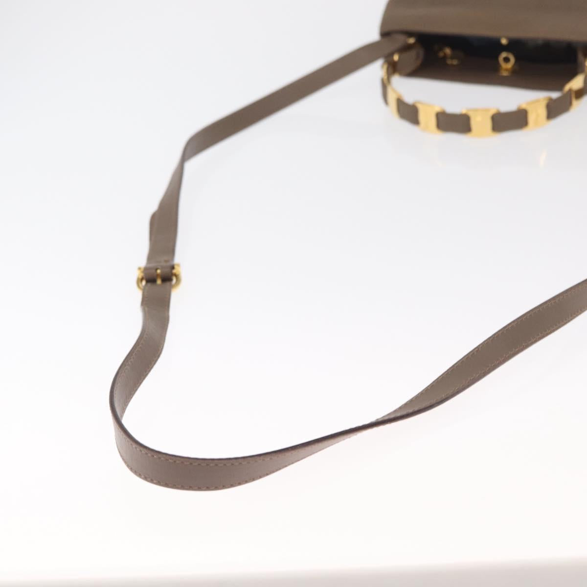 Salvatore Ferragamo Vala Hand Bag Canvas 2way Beige Gold Auth BA9015